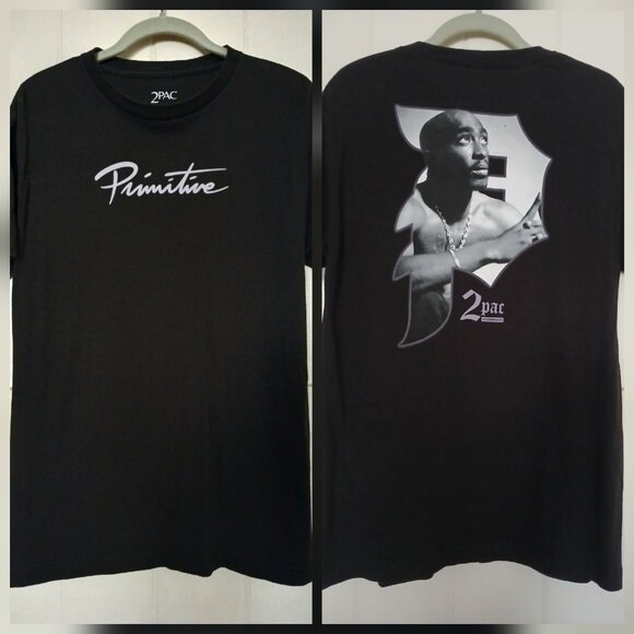 2PAC × Primitive Tupac Graphic T-Shirt Mens Medium Black Cotton Short Sleeve - Picture 1 of 13